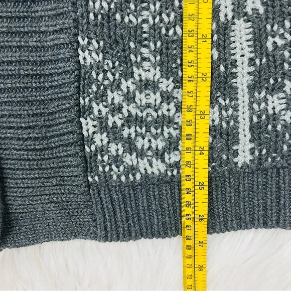 NWT! Talbots Mid Length Wool Blend Chunky Knit Geometric Gray Metallic Thread - Picture 10 of 12
